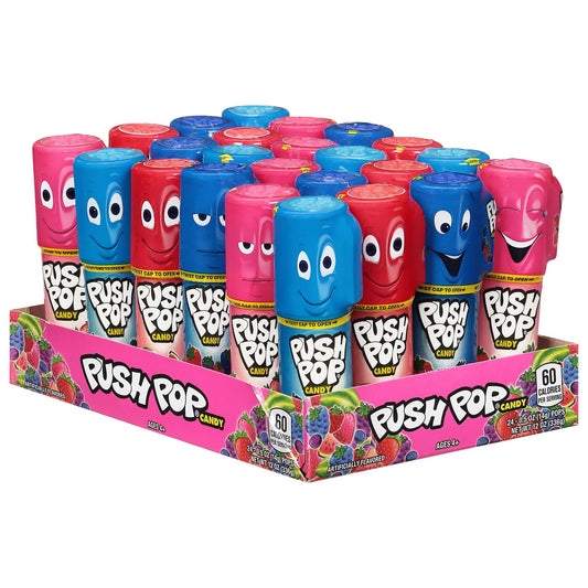 Push Pop Candy Lollipops Variety Pack 24 Count Assorted Fruity Flavors