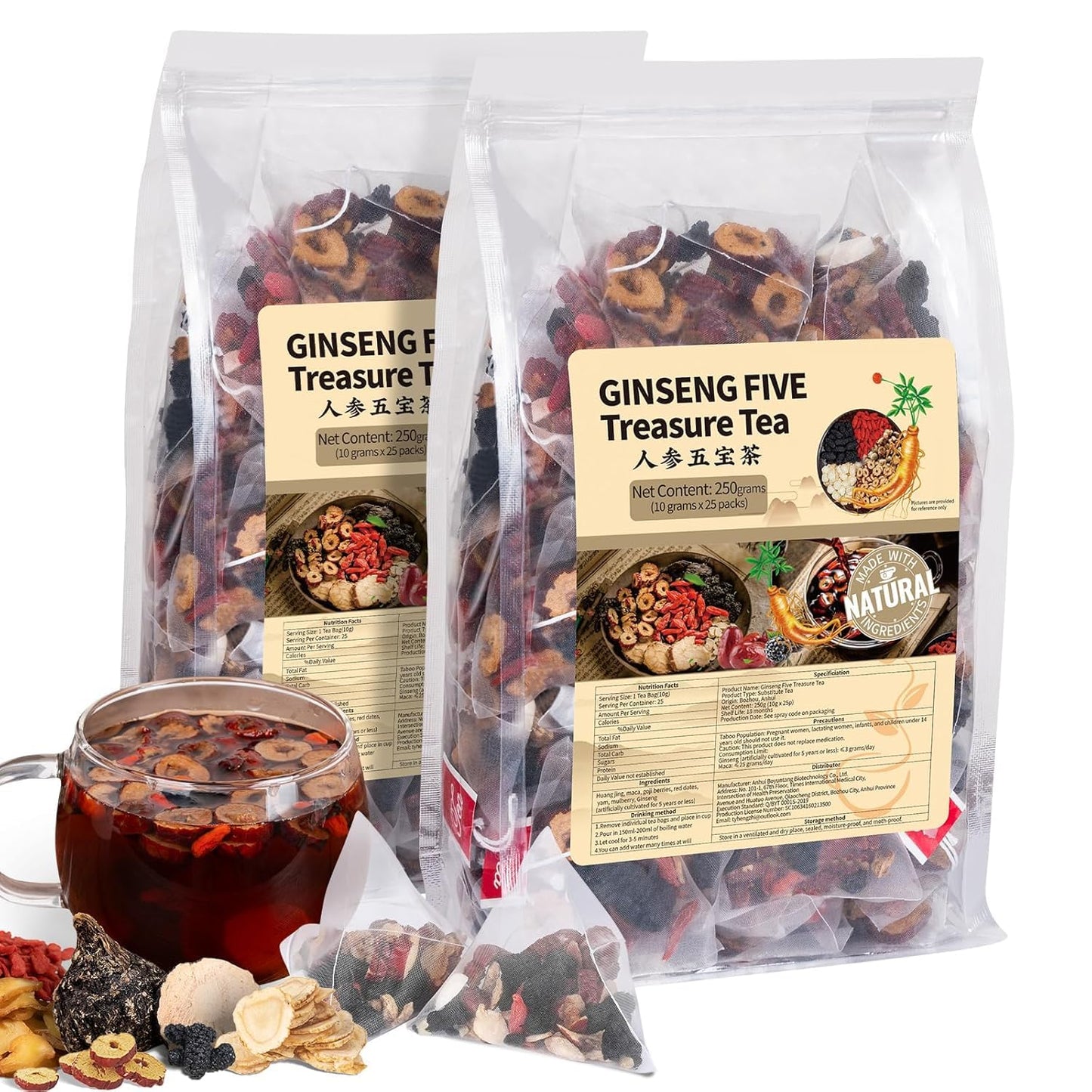 Ginseng Five Treasures Herbal Tea Bags for Kidney