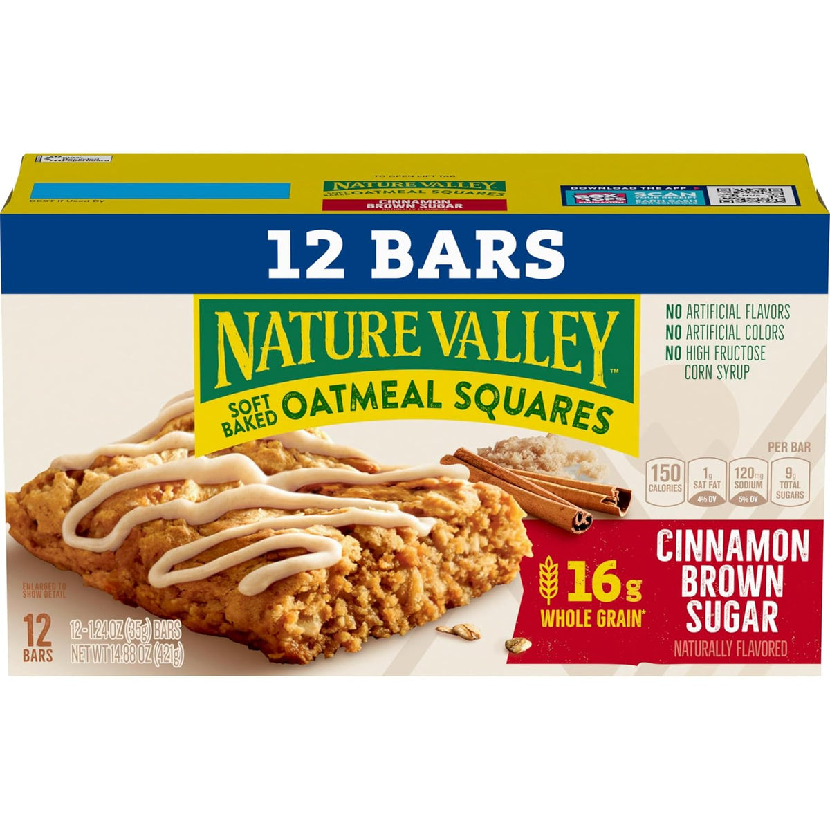Nature Valley Soft Baked Oatmeal Squares Cinnamon Brown Sugar 12 Bars 14.88 oz