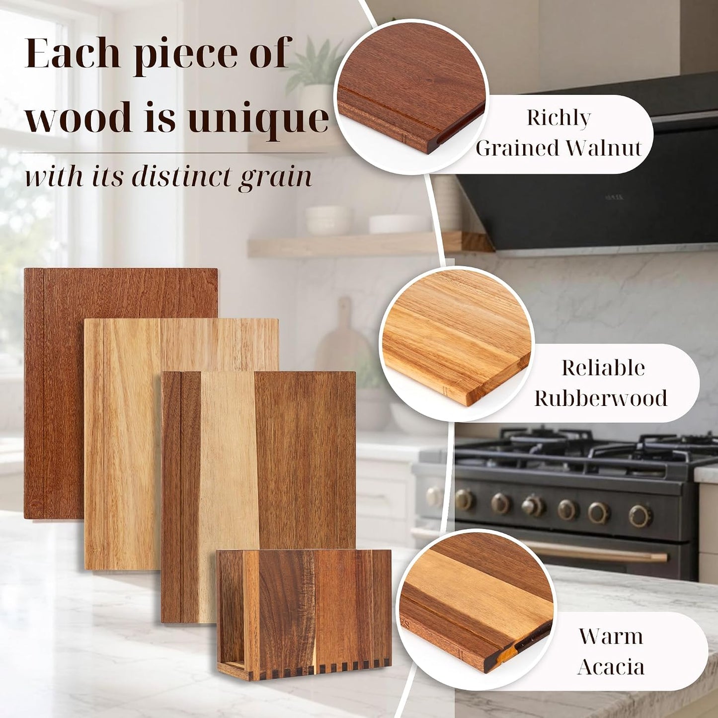 Book Cutting Board Set with Wooden Stand for Home Cooks | 3 Labeled Boards for Fruits Veggies,Meat Fish,Bread Cheese Organized Prep,No Cross Contamination