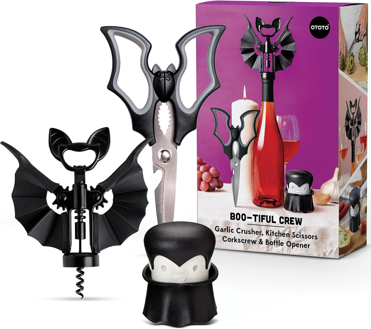 OTOTO Original Elizabat Kitchen Scissors - Halloween Goth Cute Bat Kitchen Shears, Bat Scissors, Gothic Scissors Utensils - Spooky Bats Halloween Gifts, Cute Gadgets, Kitchen Gadgets