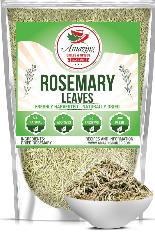 Dried Rosemary Leaves, 3 oz, Premium All Natural, Farm Fresh, Rich Savory Flavor by Amazing Chiles & Spices