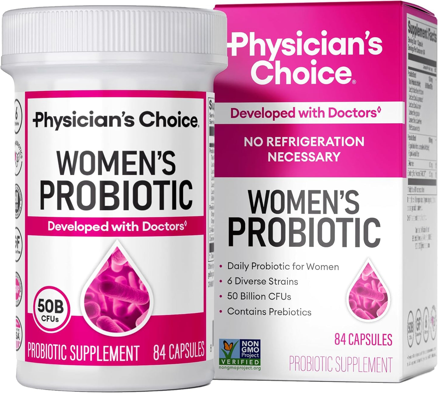 Physician's CHOICE Probiotics for Women - PH Balance, Digestive, UT, & Feminine Health - 50 Billion CFU - 6 Unique Strains for Her - Organic Prebiotics, Cranberry Extract+ - Women Probiotic - 30 CT