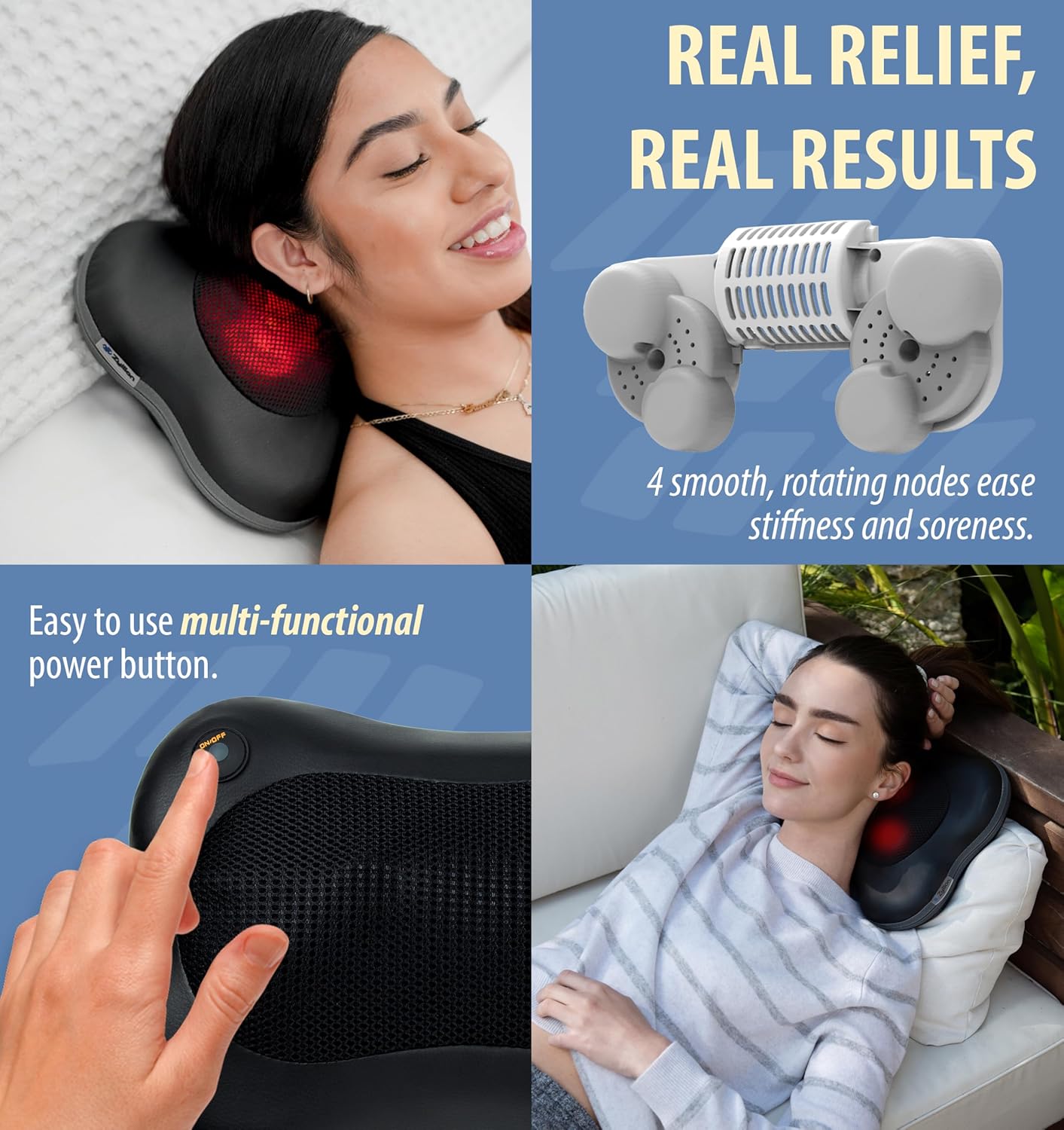 Zyllion Shiatsu Back and Neck Massager with Heat - 3D Electric Kneading Deep Tissue Massage Pillow