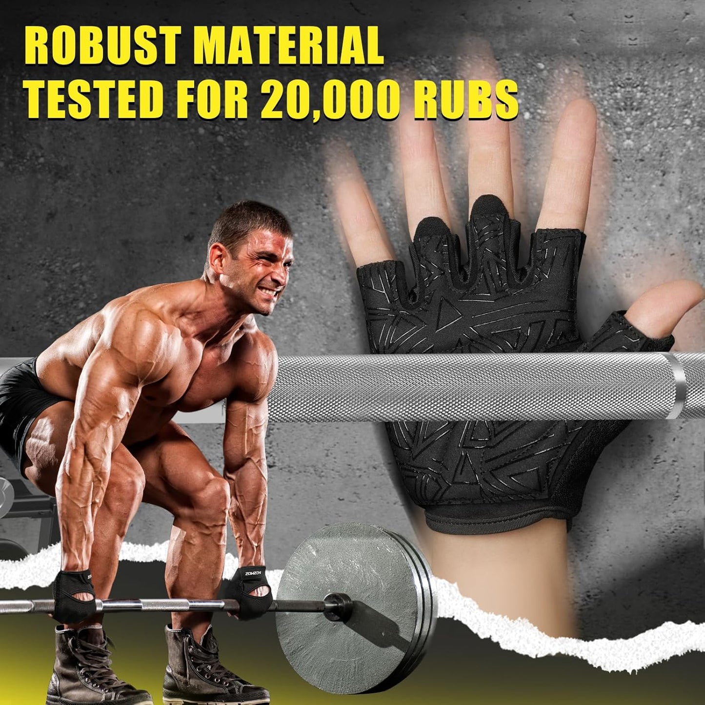 HOZMOZ Ventilated Workout Gloves w/ Full Palm Protection