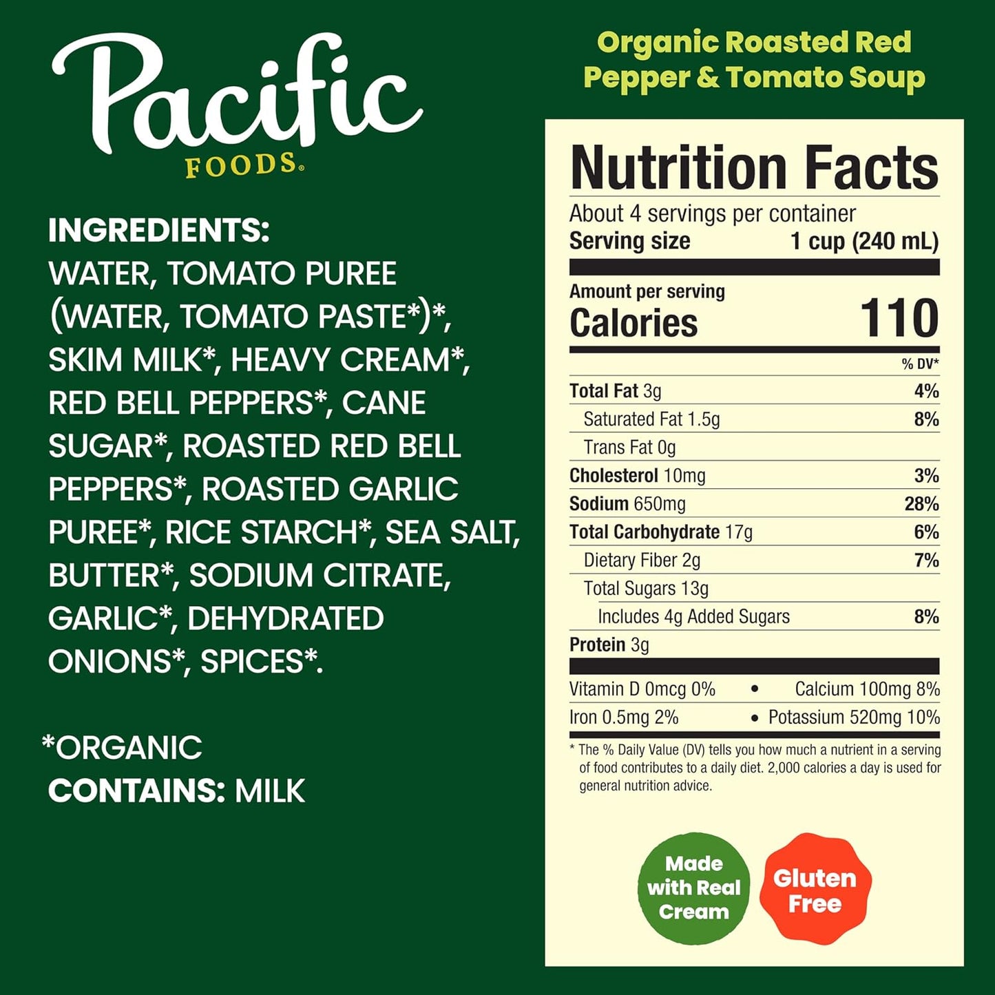 Pacific Foods Organic Creamy Roasted Pepper & Tomato Soup, 32 Fl Oz