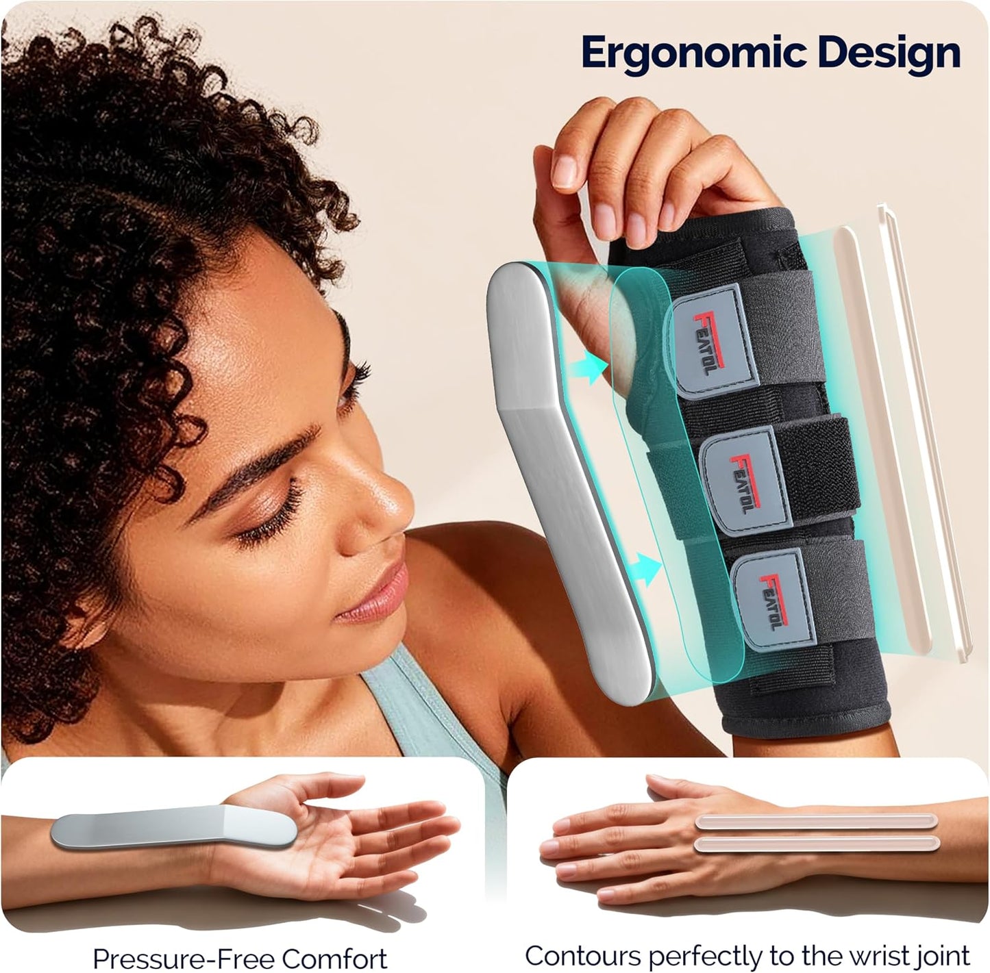 Featol Carpal Tunnel Wrist Brace Night Support 2 Pack for Pain Relief