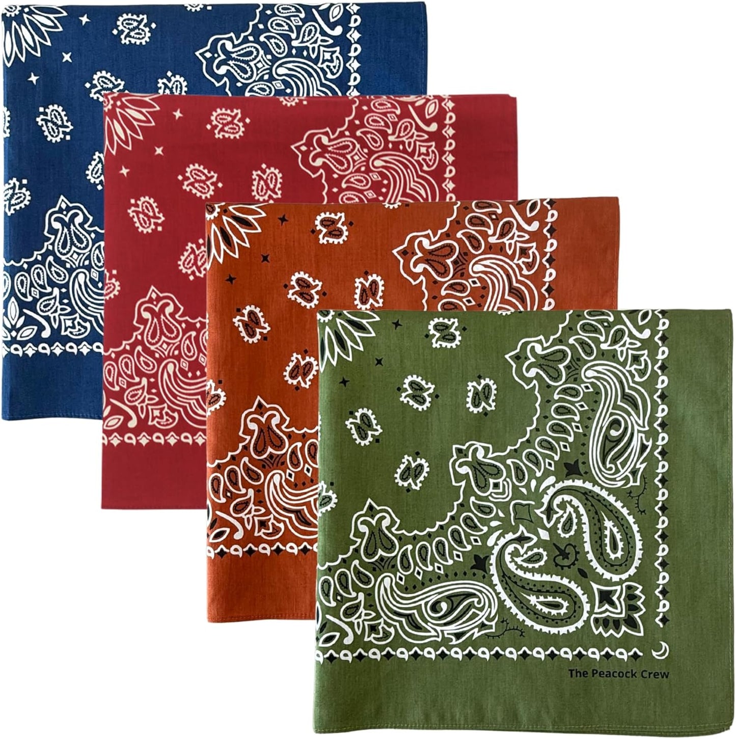 Peacock Crew Premium Soft Cotton Bandanas Paisley 22 x 22 inches