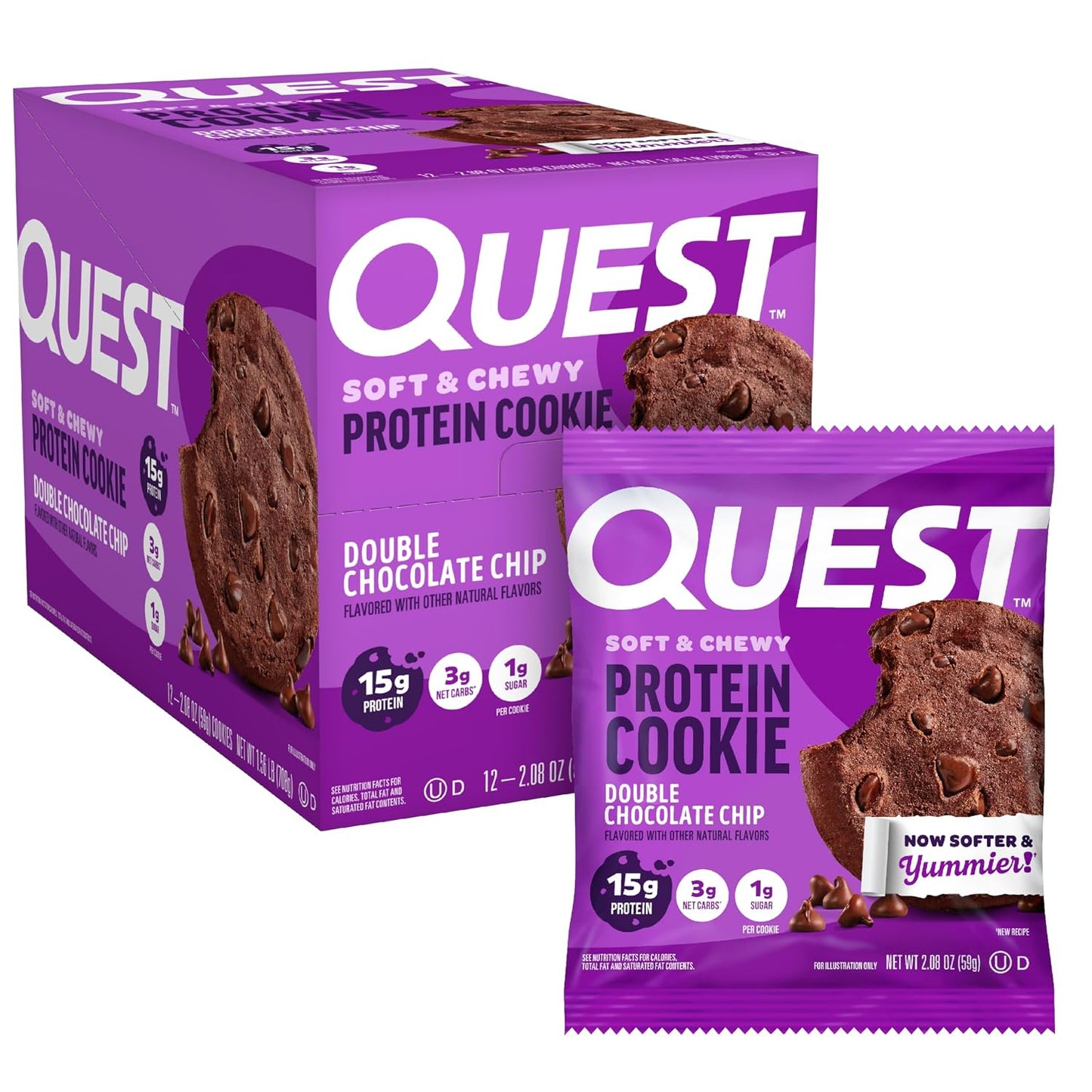 Quest Nutrition Chocolate Chip Protein Cookies, 15g Protein, 12 Count