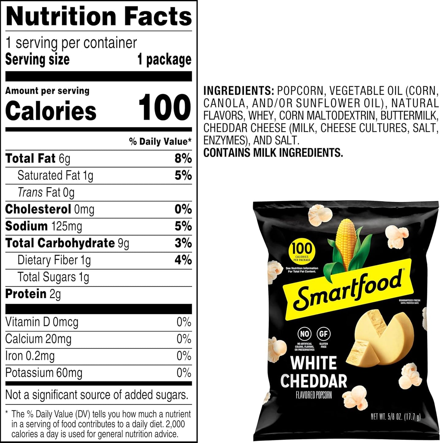 40 count White Cheddar Popcorn in 0.625 ounce bags