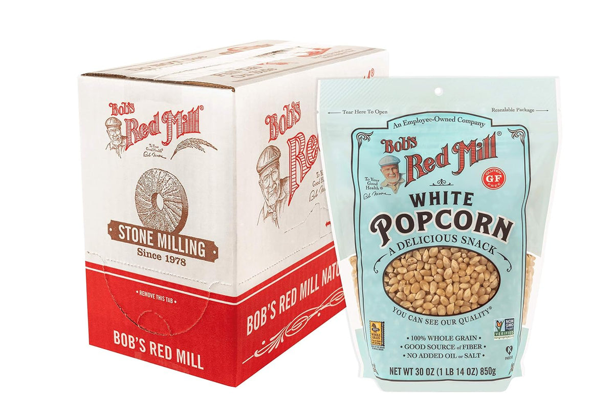 Bob's Red Mill White Popcorn, 30oz, 4-pack, Non GMO, Whole Grain, Vegan, Kosher