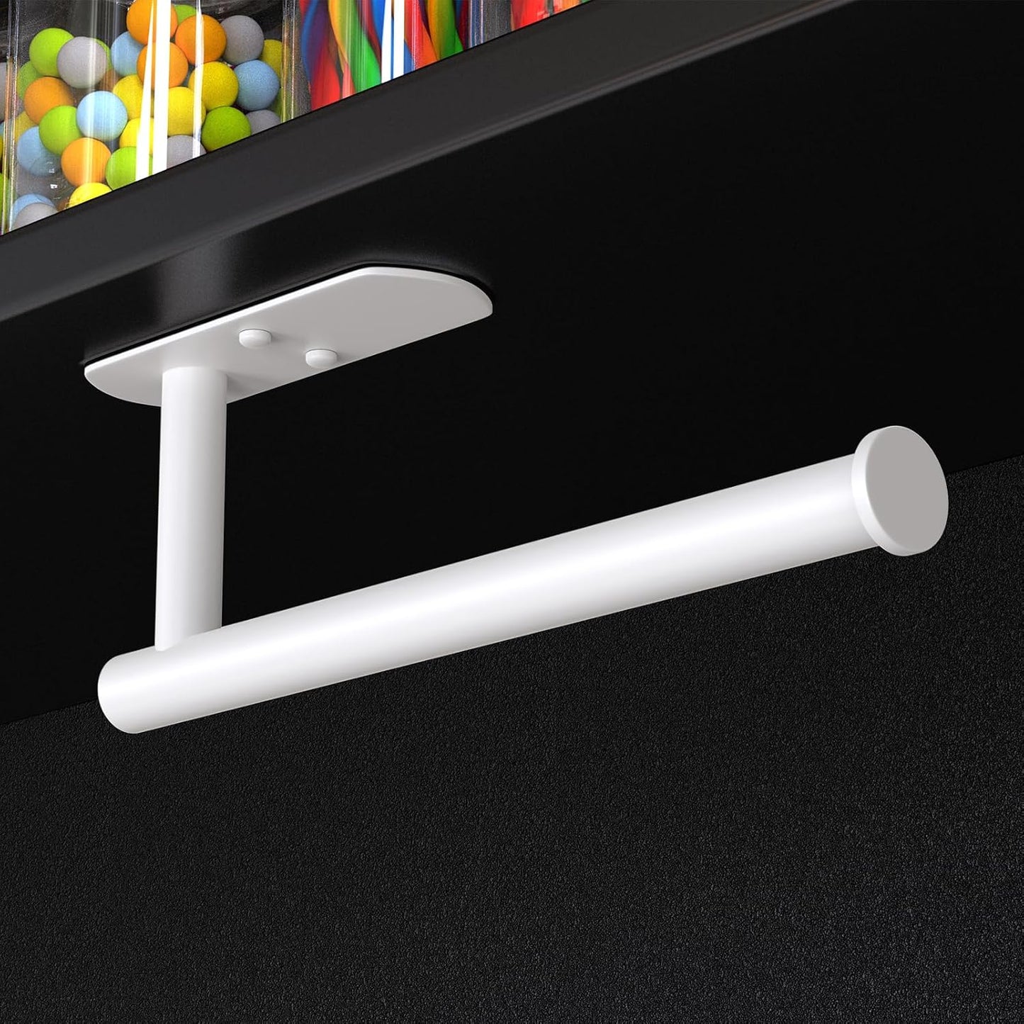 VAEHOLD Adhesive Paper Towel Holder Under Cabinet Wall Mount for Kitchen Paper Towel, Black Paper Towel Roll Holder Stick to Wall, Stainless Steel（Black）