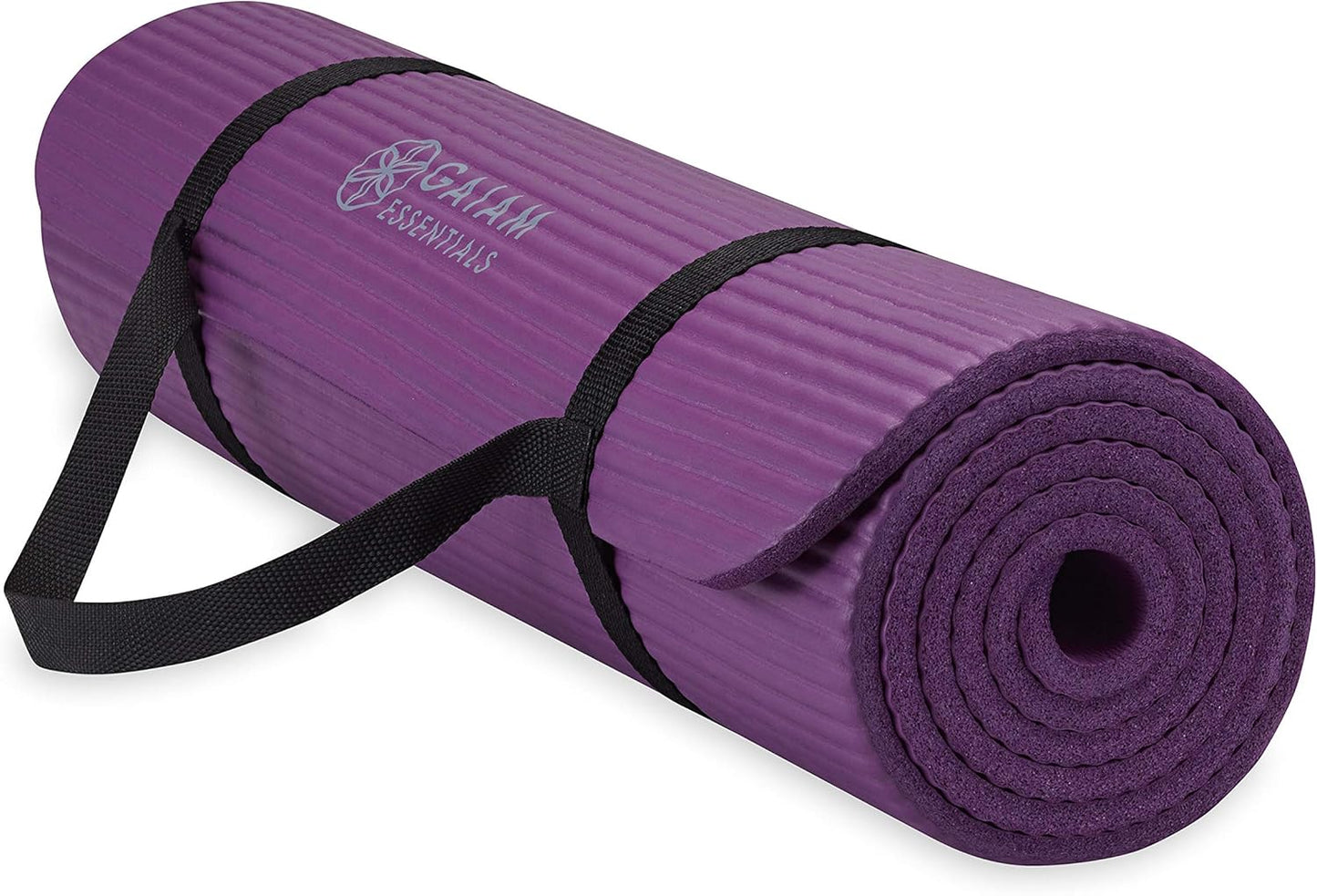 Gaiam 10mm Yoga Mat with Carrying Strap for Home & Gym Workouts