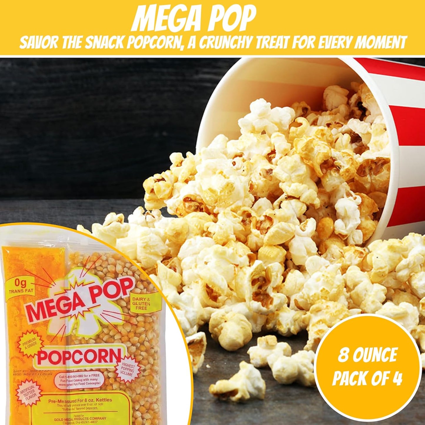 Perfectware Popcorn Portion Packs 8 Oz 4 Count