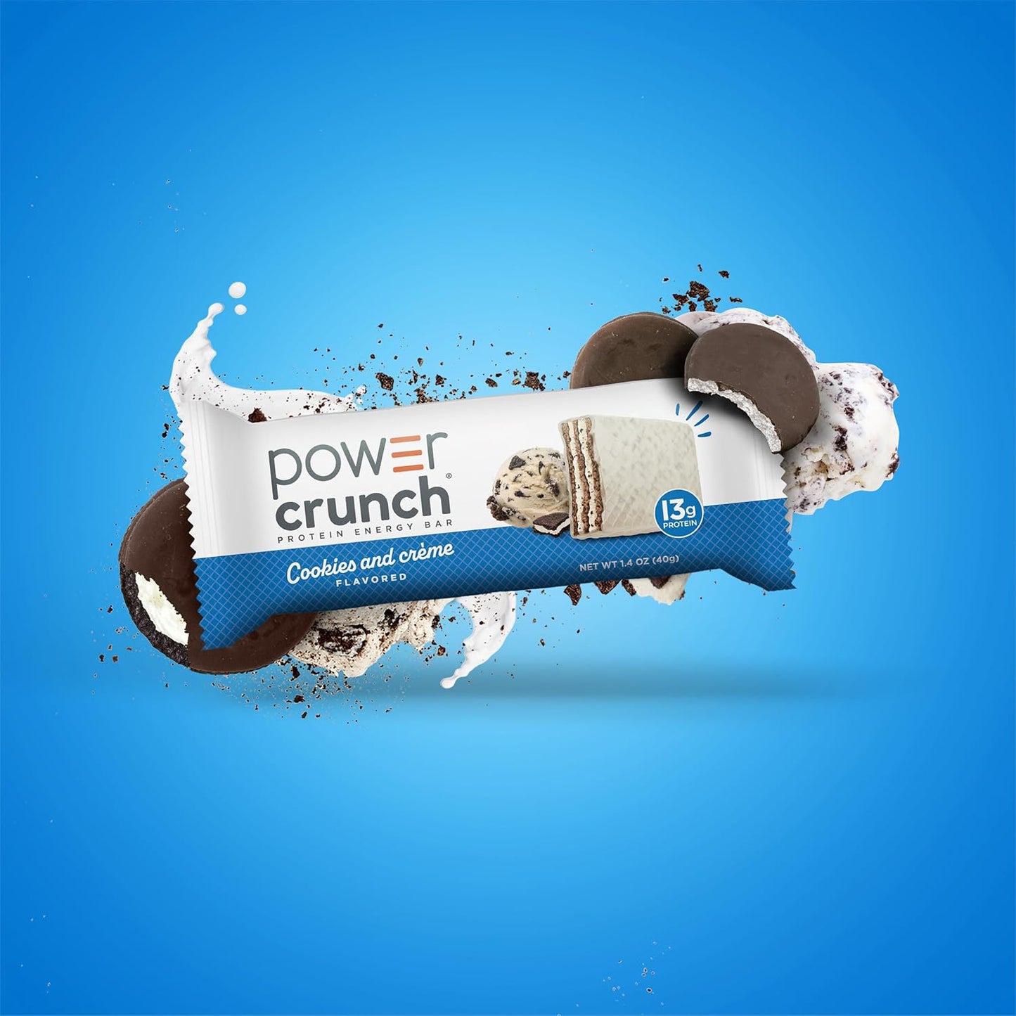 Power Crunch Protein Energy Wafer Bars Cookies and Creme 12 Count