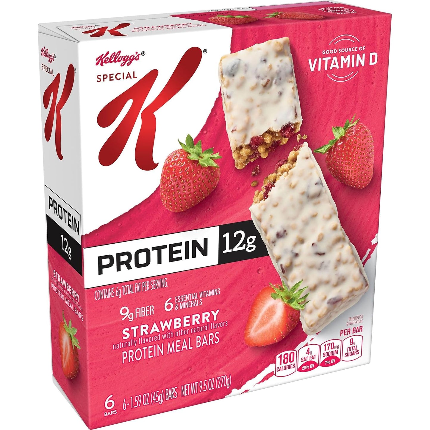 Special K Bar Protein Meal Bars, 12g Protein Snacks, Meal Replacement, Strawberry, 3 Boxes, 18 Bars