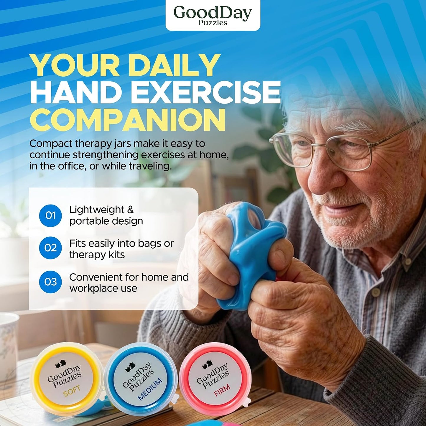 Hand Therapy Putty 3 Piece Set for Hand Strengthening and Stress Relief