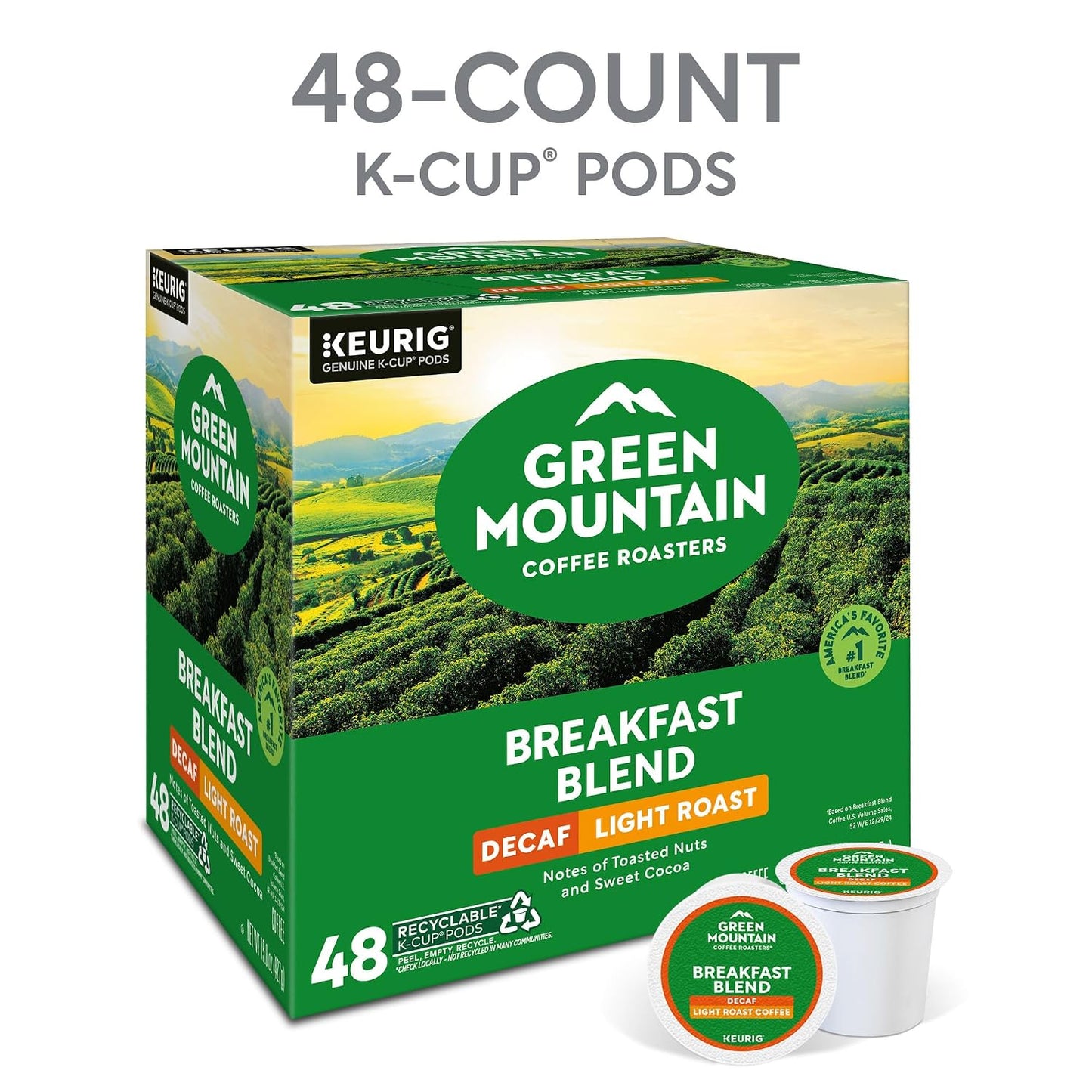 Green Mountain Coffee Roasters Decaf Breakfast Blend K-Cup Portion Pack for Keurig Brewers