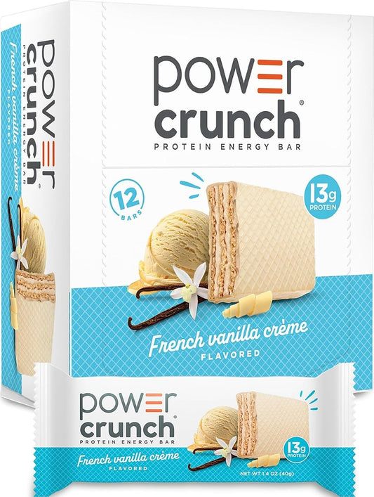 Power Crunch Protein Energy Wafer Bars, French Vanilla Creme, 1.4 Ounce, 12 Count