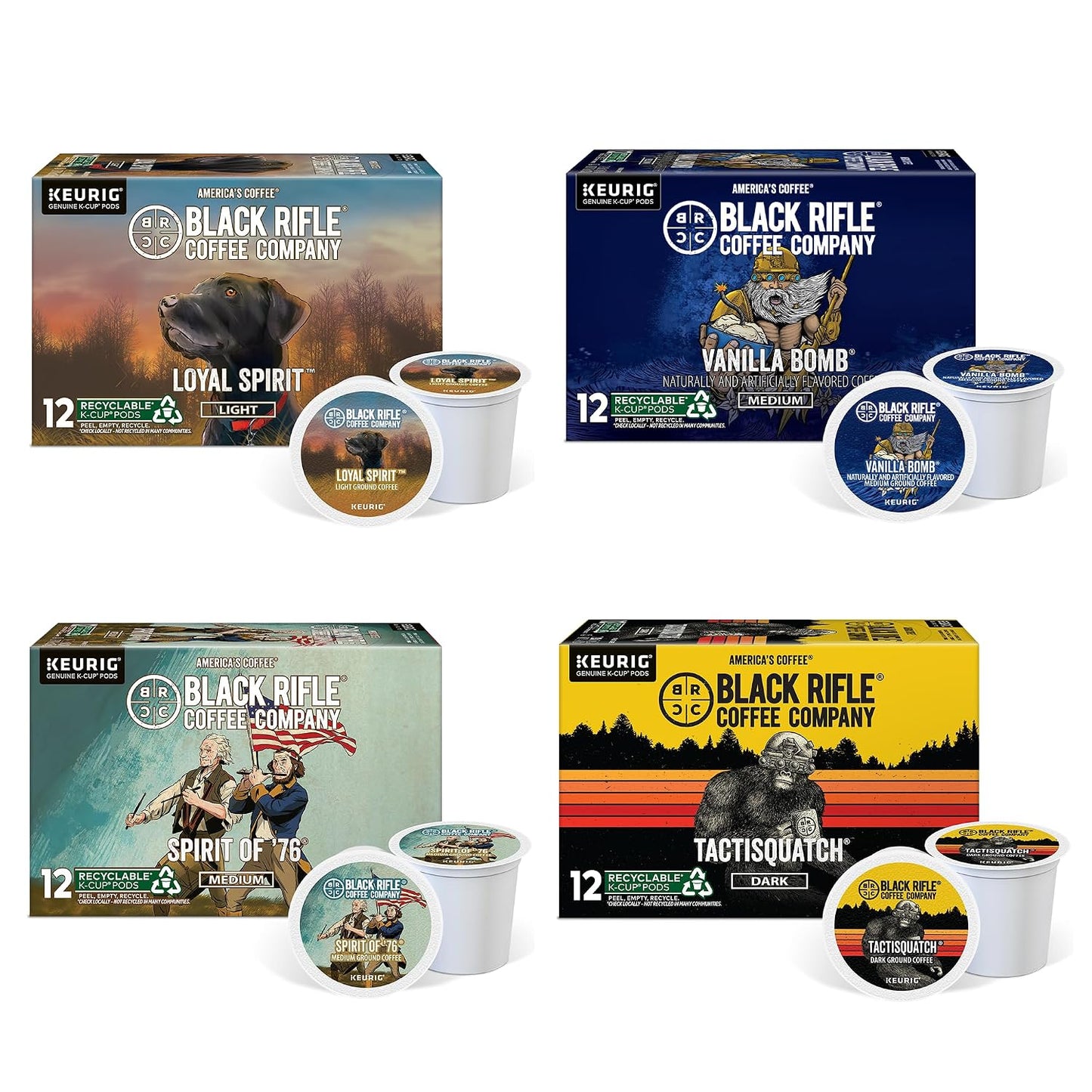 Black Rifle Coffee Company Supply Drop Variety Pack, 96 Count K Cups, 4 Blends