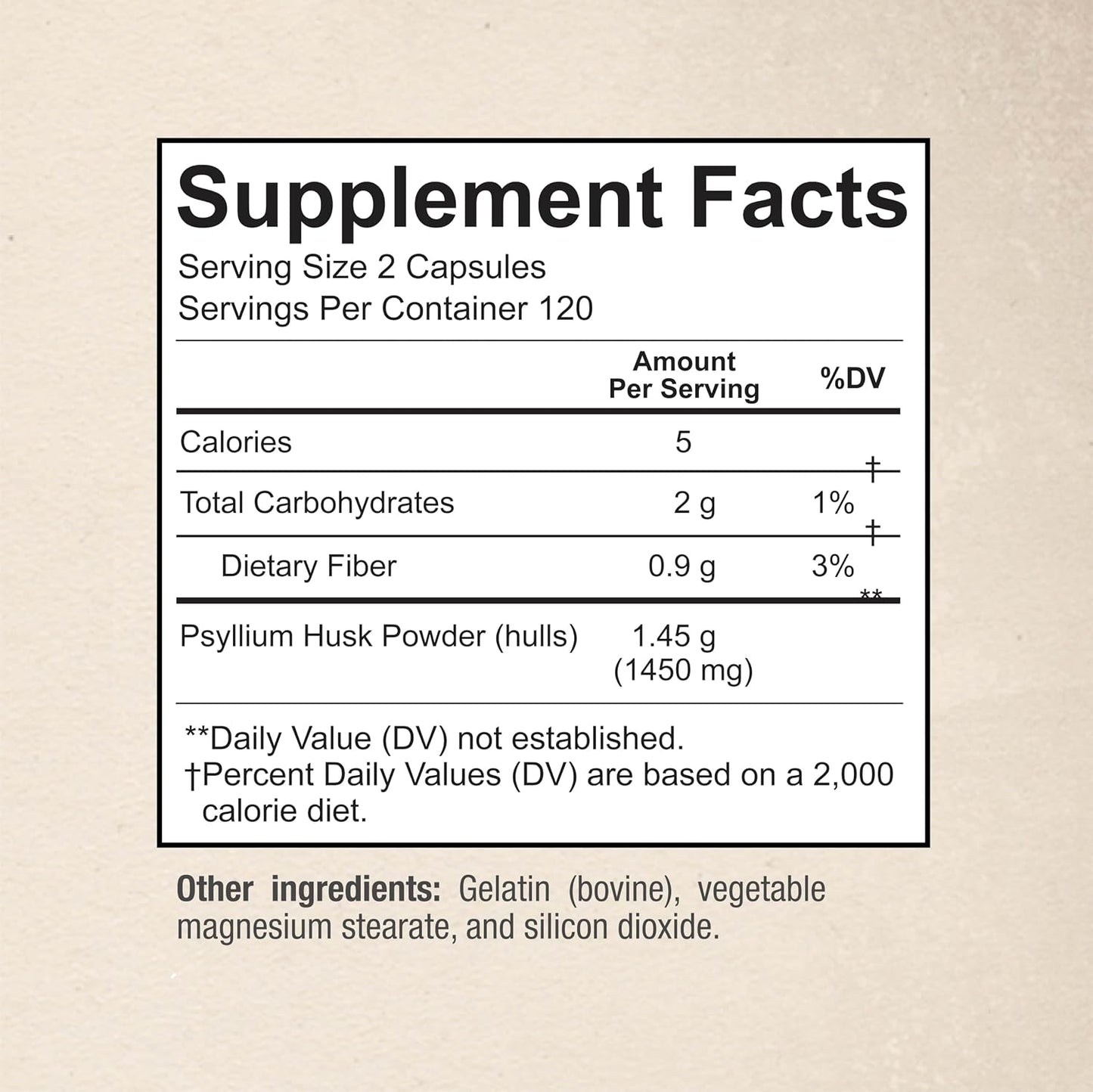 Premium Psyllium Husk Fiber Supplement 1450mg, 240 Capsules