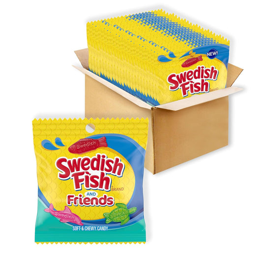 Bulk Swedish Fish and Friends Soft & Chewy Gummy Candy, 12-3.59 oz Bags