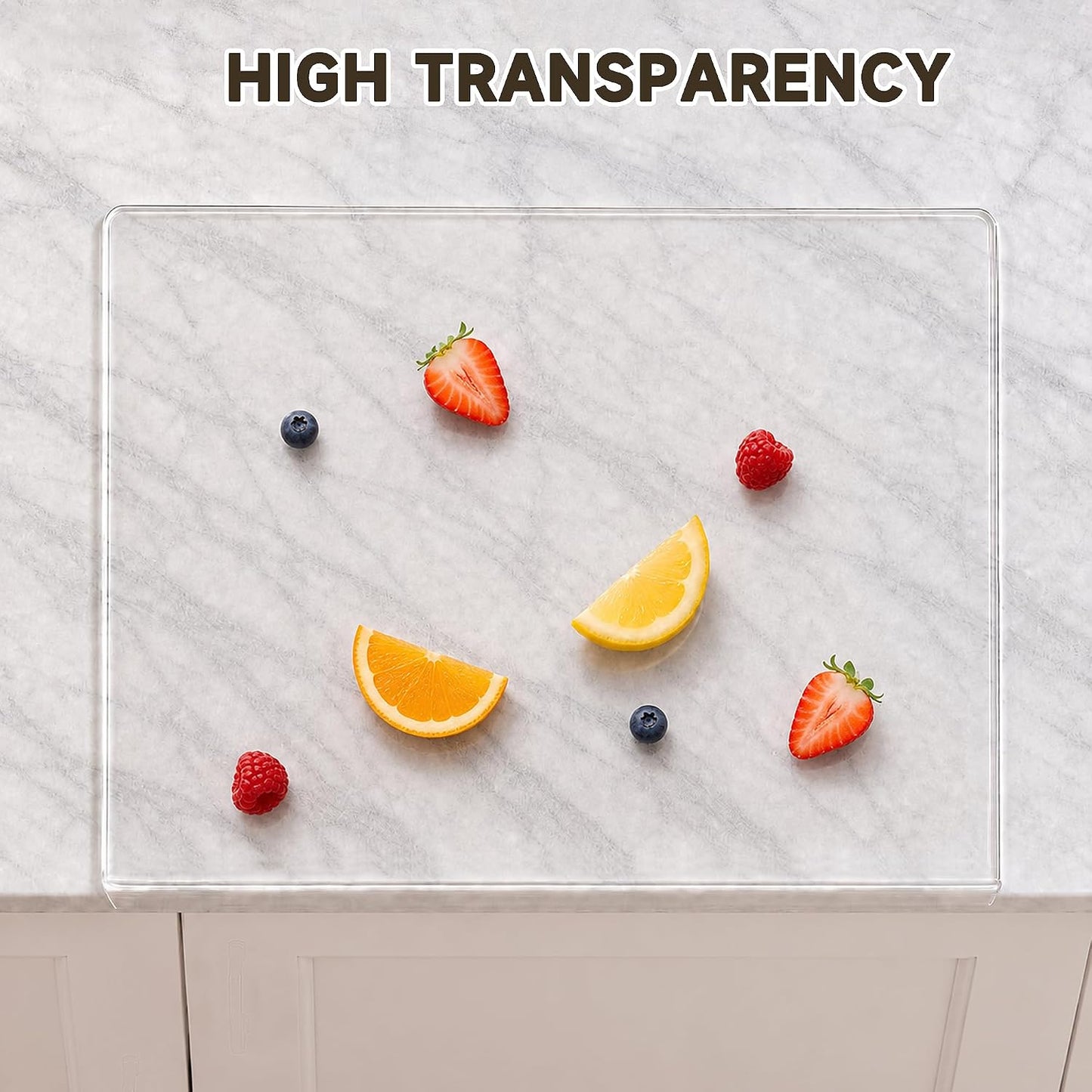 SWSKR Acrylic Cutting Board with Counter Lip,17.5"x13.5" Clear Cutting Board for Kitchen Countertop,Non-Slip,60% Thicker,Perfect for Bread,Meat,Veggies & More,Great Kitchen Essential Gadgets & Decor