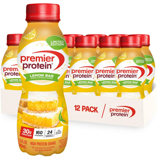 Limited Edition Lemon Bar Premier Protein Shake, 30g Protein, 24 Vitamins, 12 Pack