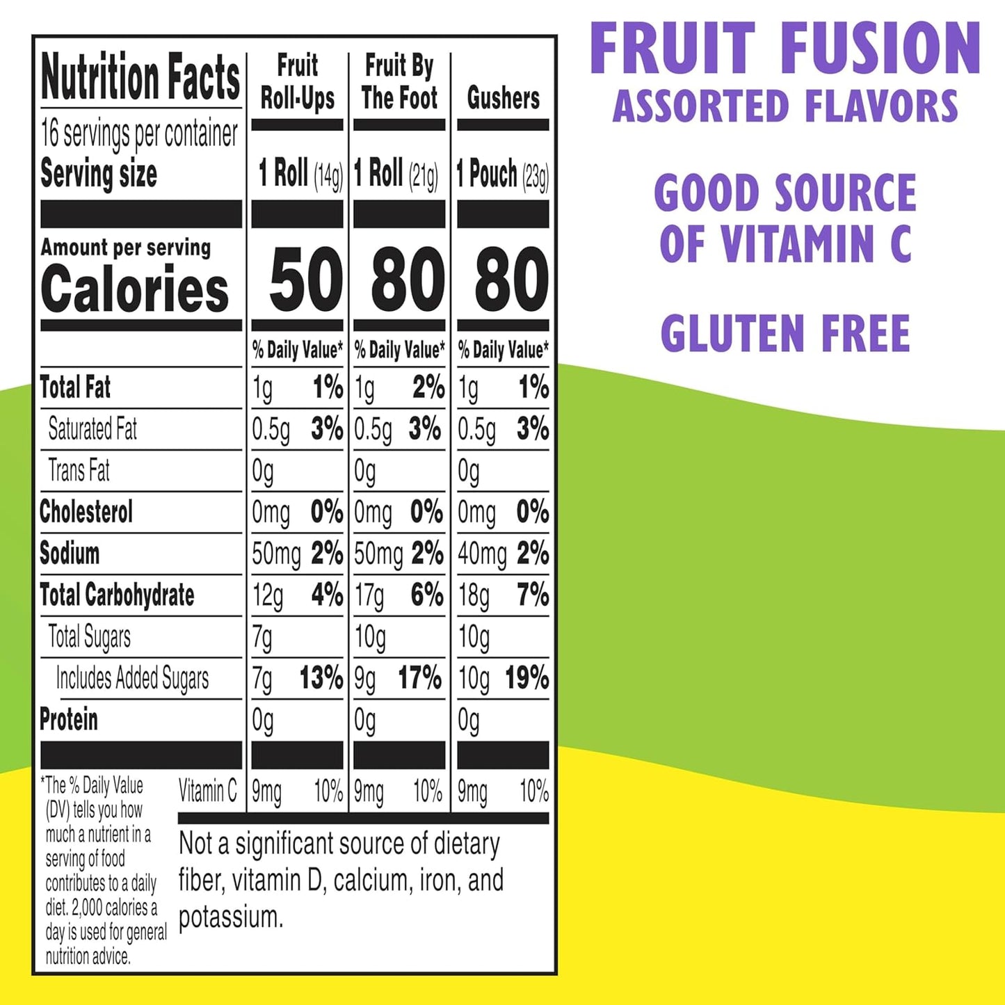 Fruit Roll-Ups, Fruit by the Foot, and Gushers Variety Pack, 16 Pouches, 10.2 oz, Gluten Free