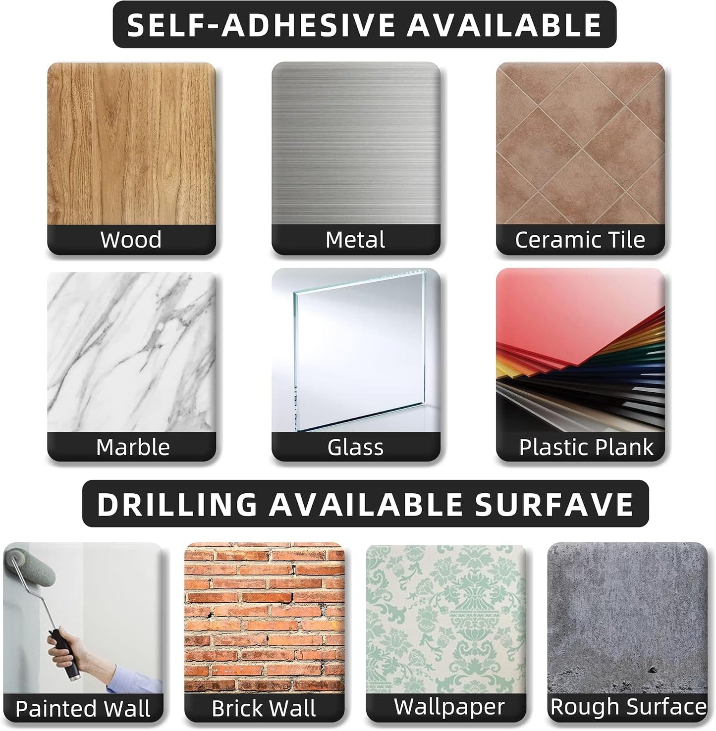 Paper Towel Holder - Self-Adhesive or Drilling, Matte Black | Under-Cabinet or Wall-Mounted | Kitchen Roll Dispenser | Upgraded Aluminum | Lighter Yet Stronger Than Stainless Steel