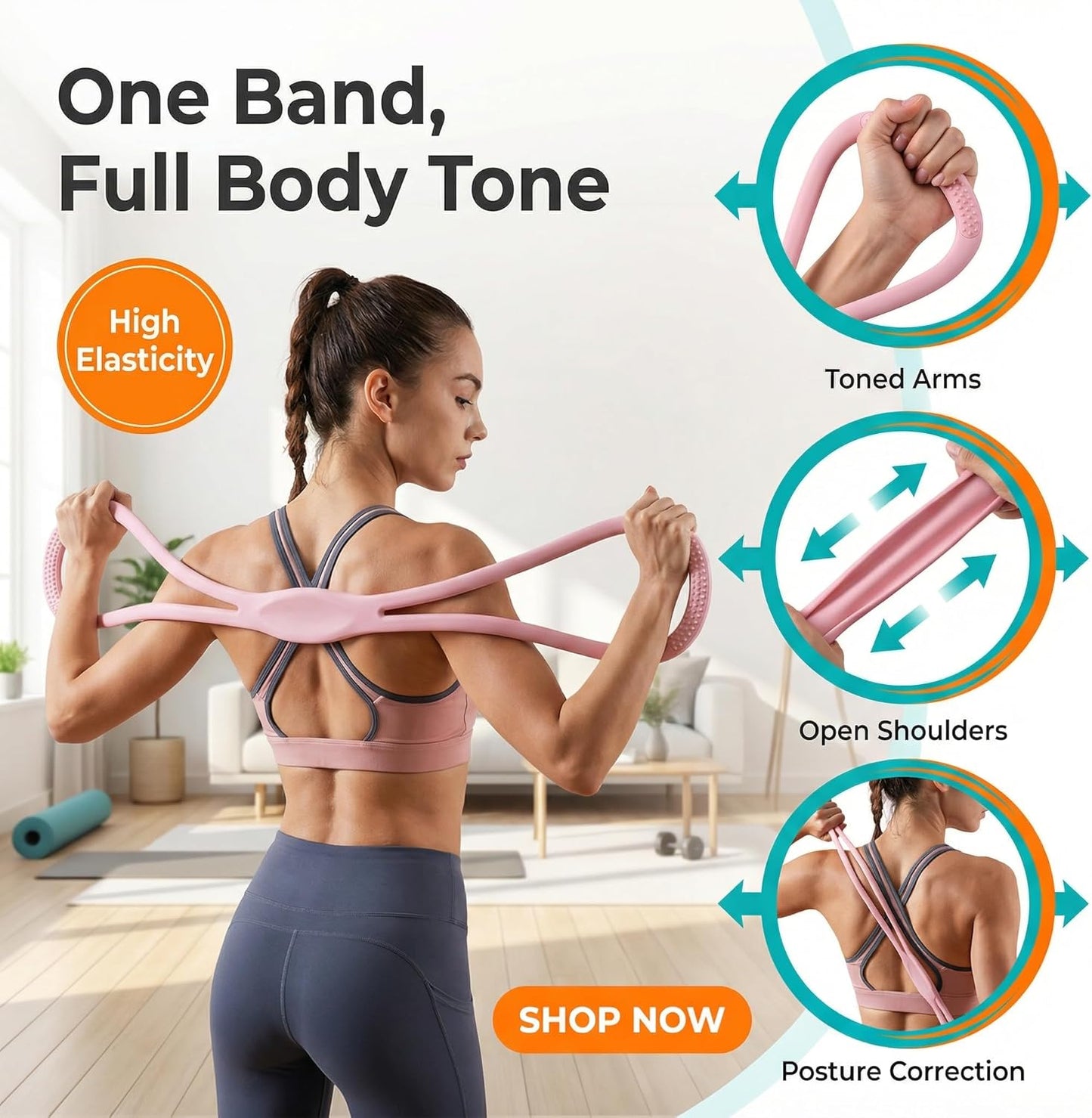 Figure 8 Resistance Bands for Women and Men, 8 Shaped Rubber Band for Fitness