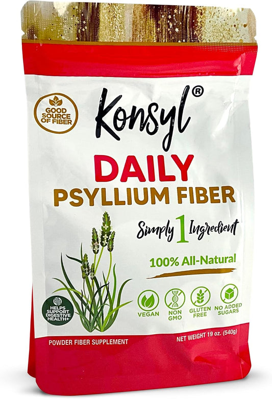 Konsyl Daily Psyllium Fiber Powder 19oz Natural Unflavored Soluble Dietary Fiber Supplement