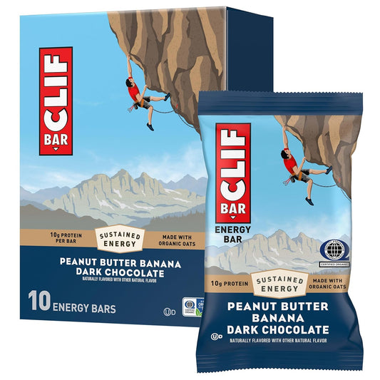 CLIF BAR Energy Protein Bars 10 Pack with Organic Oats and Dark Chocolate