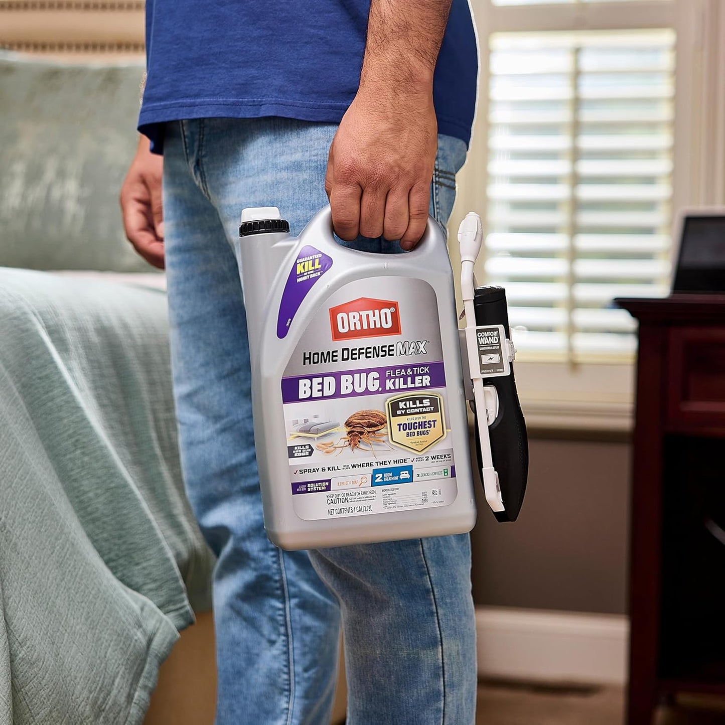 Ortho Home Defense Max Bed Bug, Flea and Tick Killer with Comfort Wand, Bed Bug Spray, Kills Bed Bug Eggs, Fleas and Ticks, 1 gal.