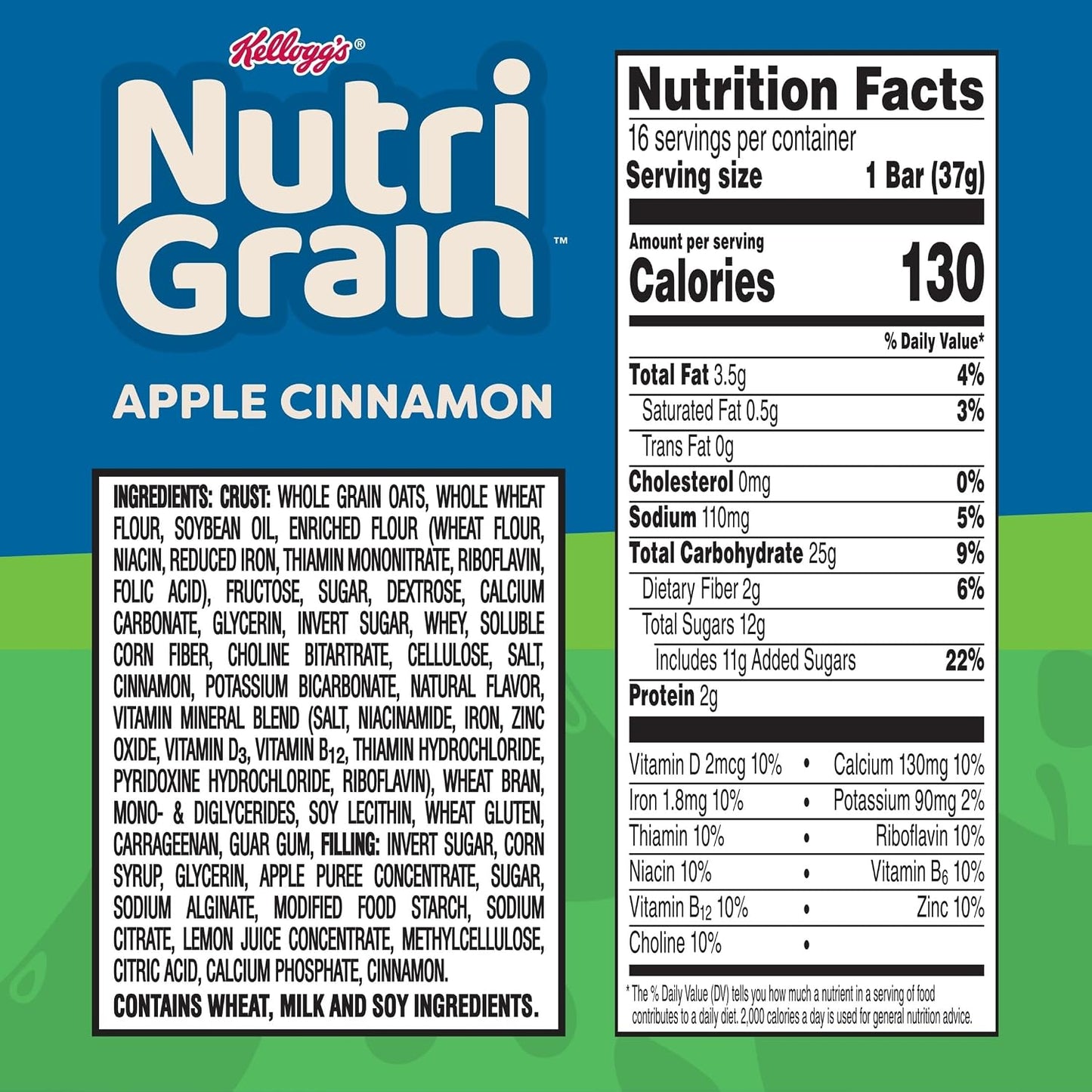 Nutri-Grain Breakfast Bars, 10g Whole Grains, 48 Count, Apple Cinnamon
