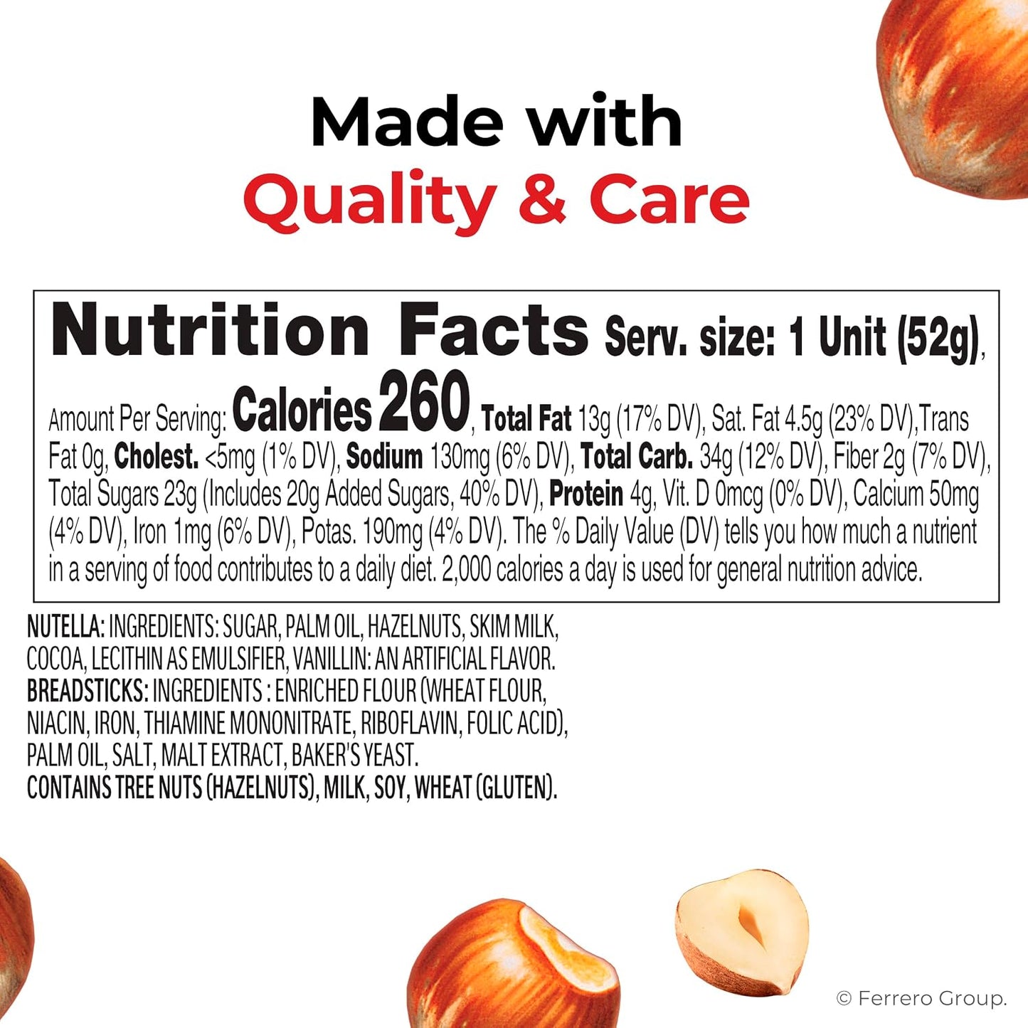 Nutella & GO! Chocolate Hazelnut Spread with Breadsticks, 24 Bulk Snack Packs, 1.8 oz Each