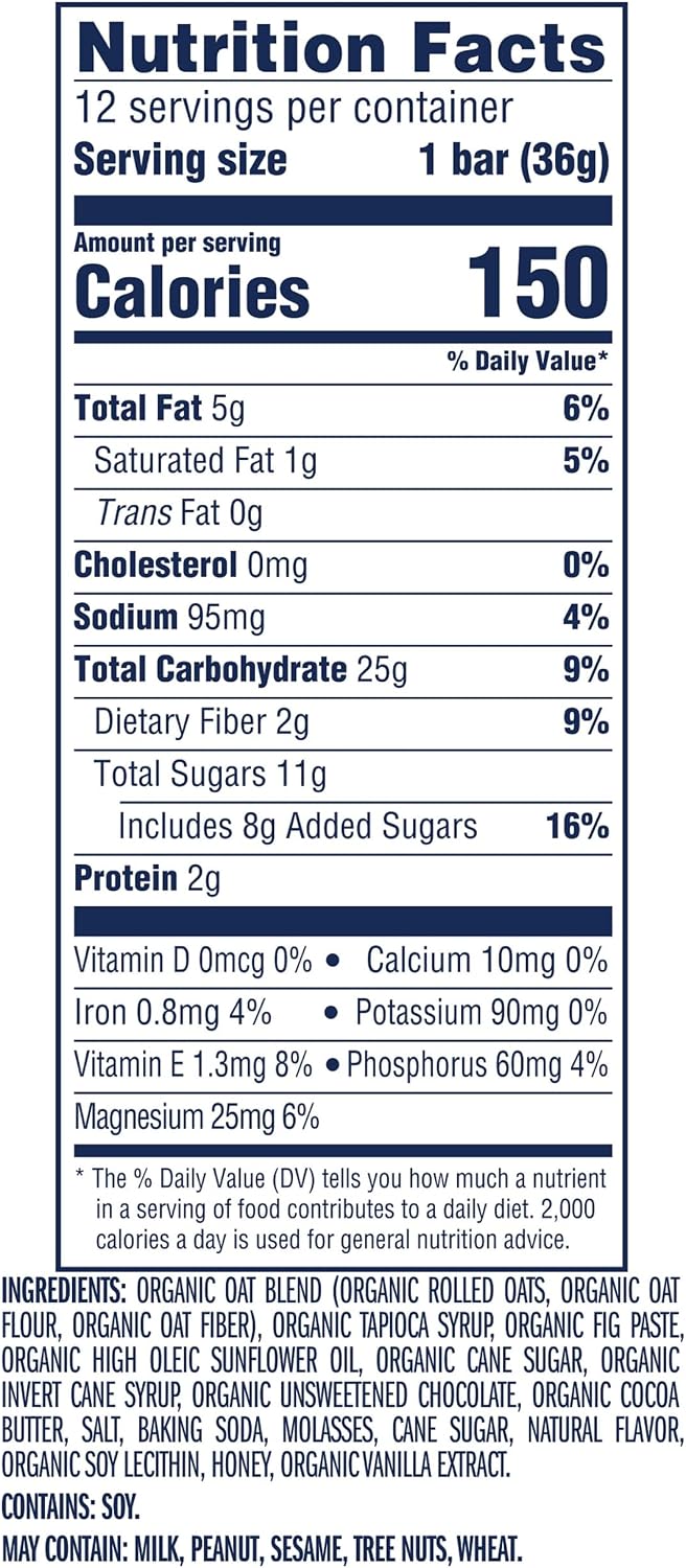 Soft-baked energy snack bars with 12g whole grains and USDA organic granola