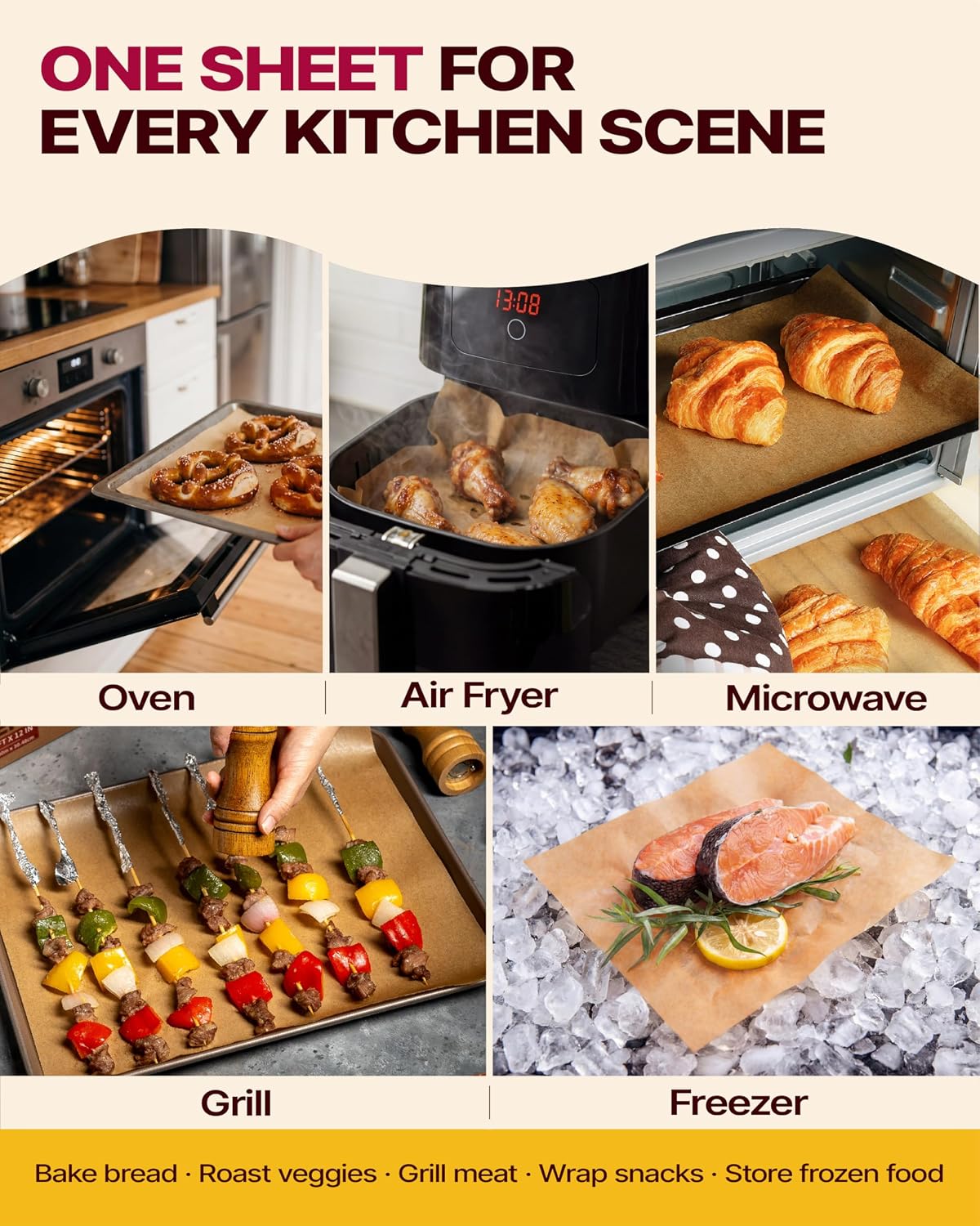 Katbite Parchment Paper Sheets Pop-Up 200 PCS, 12x16 Inches Precut Unbleached Baking Parchment, Extra Strong, Non-stick, Non-toxic, Heavy Duty Flat Baking Paper for Oven, Cooking, Grilling, Air Fryer