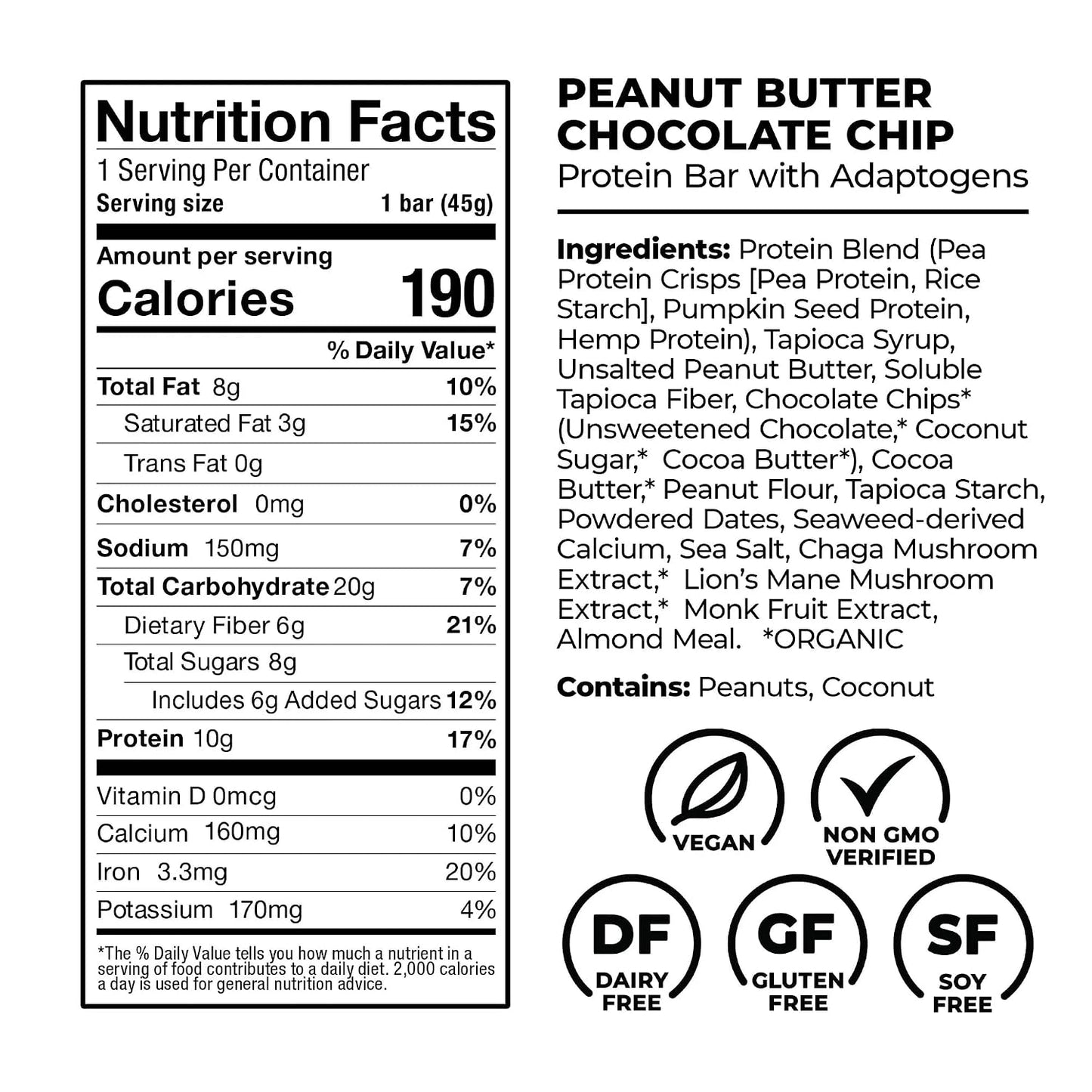 Laird Superfood Functional Protein Bars, 10g Plant-Based Protein, 6g Fiber, 5 Flavor Variety Pack, 10 Count