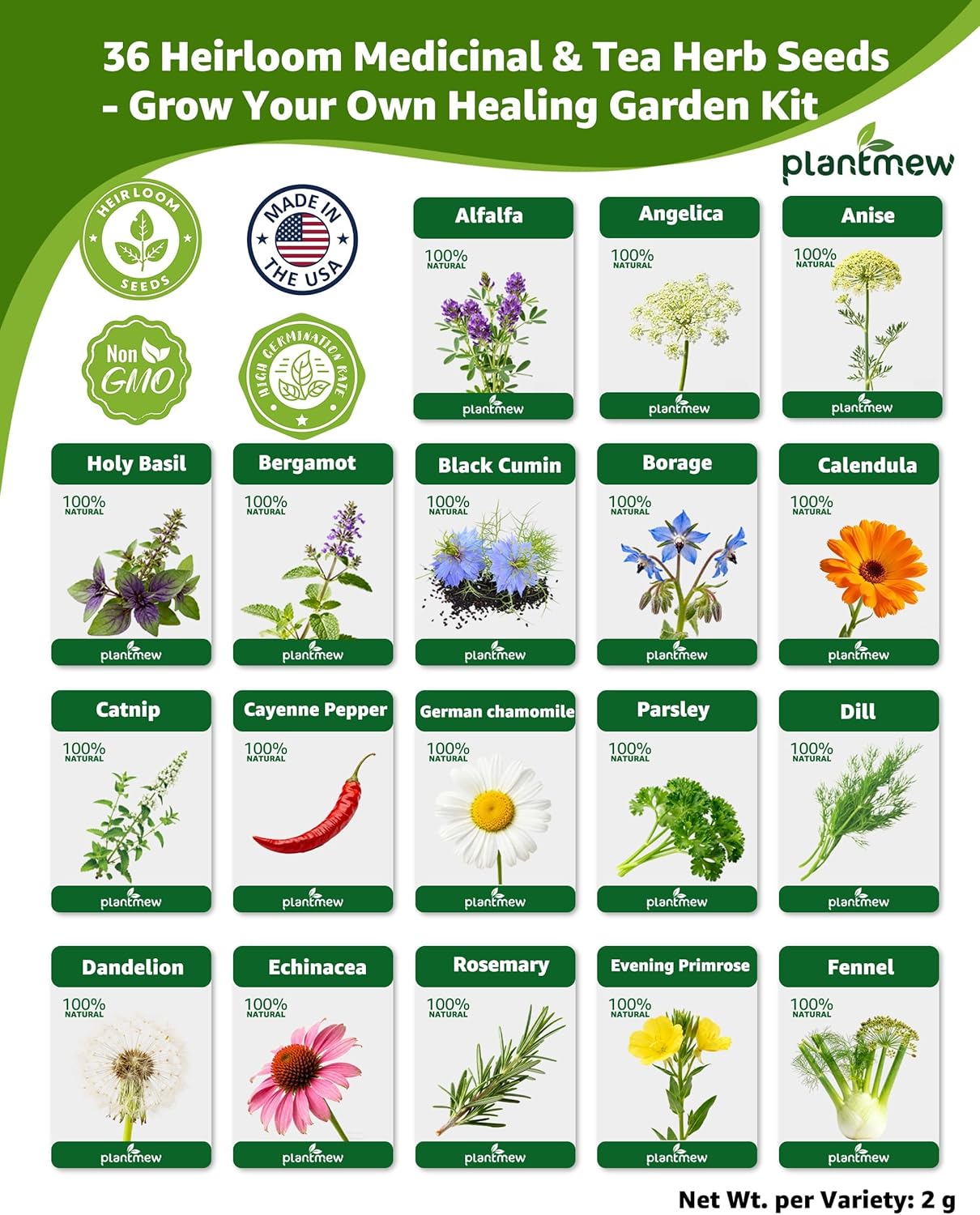 Herb Seeds Variety Pack for Planting Indoor & Outdoor