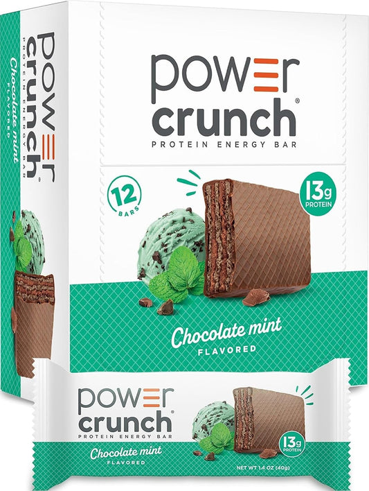 Power Crunch Protein Energy Wafer Bars, Chocolate Mint, 1.4 Ounce, 12 Count