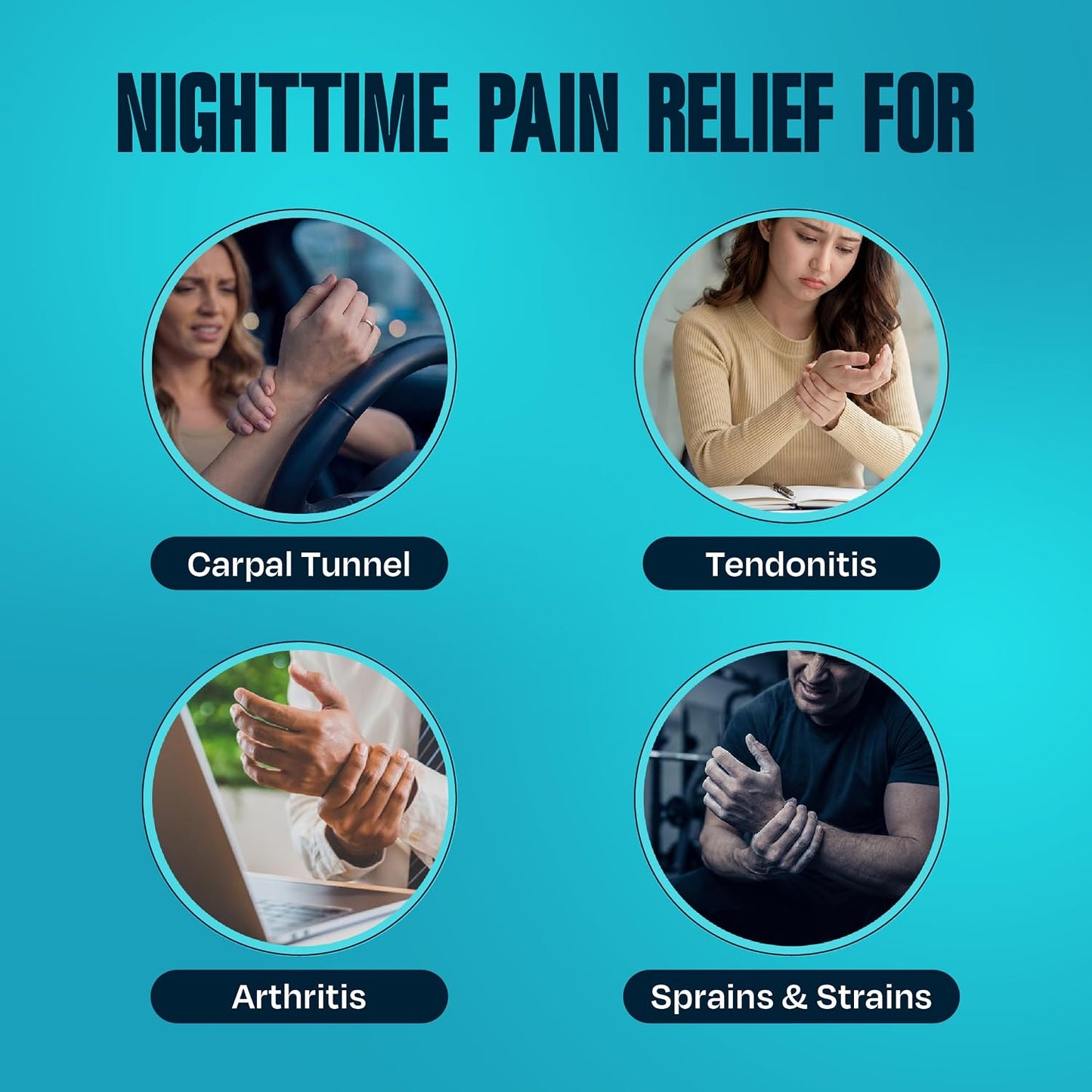 ComfyBrace Nighttime Pain Relief Wrist Brace for Carpal Tunnel and Arthritis