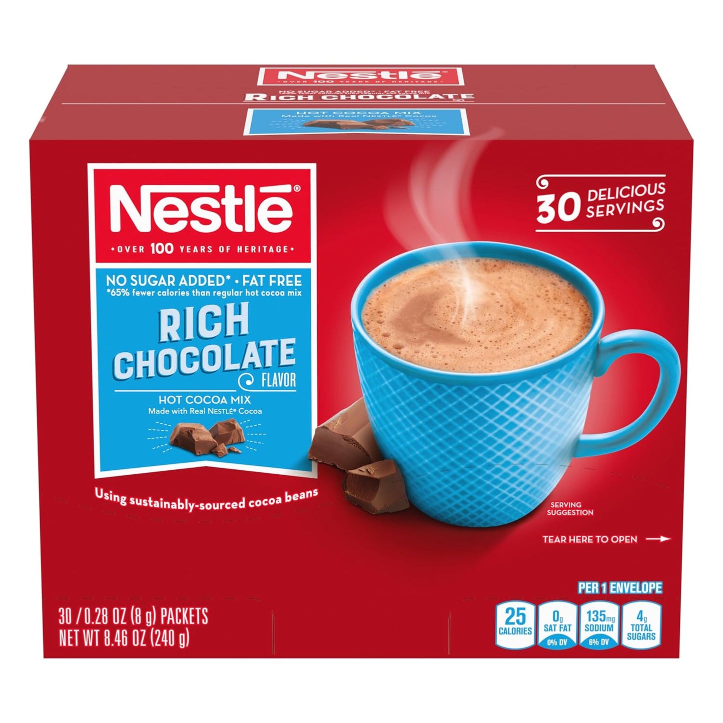 Nestle Hot Chocolate Packets, Milk Chocolate Flavor Hot Cocoa Mix, Made with Real Cocoa, Bulk Pack, 0.71 oz Packet (60 Count)