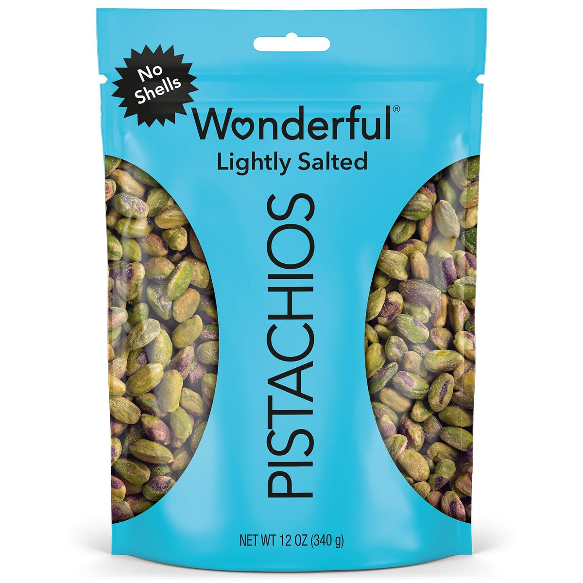 Wonderful Pistachios Lightly Salted No Shells 12 Ounce Resealable Bag Gluten Free Protein Snacks