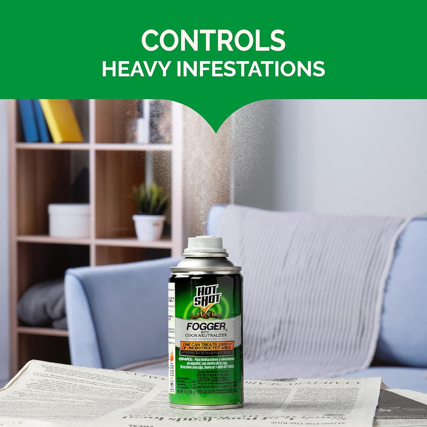 Hot Shot Fogger With Odor Neutralizer 6 Count-2 Ounce Cans (2 Pack), Controls Heavy Insect Infestations