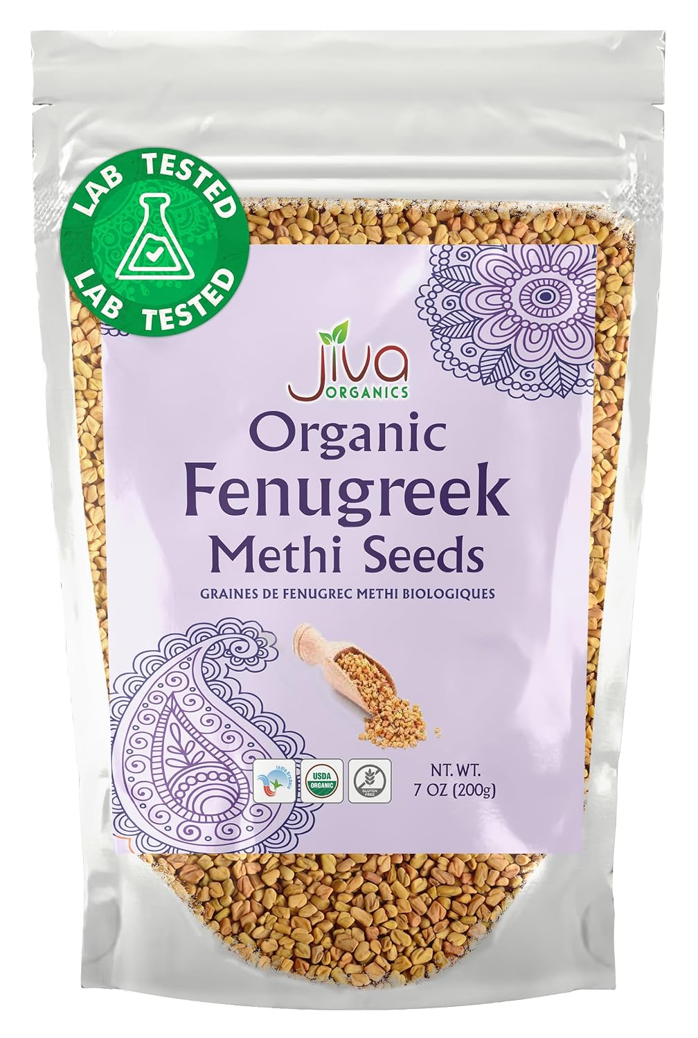 Jiva Organic Fenugreek Seeds 7 Ounce - Non-GMO, Gluten Free, All Natural Fenugreek Spice - USDA Certified, Product of India