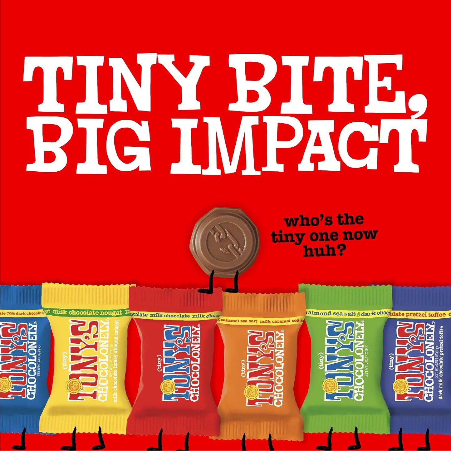 Tony’s Chocolonely Assorted Chocolate Candy Pieces, Belgian Milk & Dark Chocolate, Caramel Sea Salt, Almond Sea Salt, Honey Almond Nougat, Pretzel Toffee, Quality Fairtrade Cocoa, 36 Count, 11.28 Oz