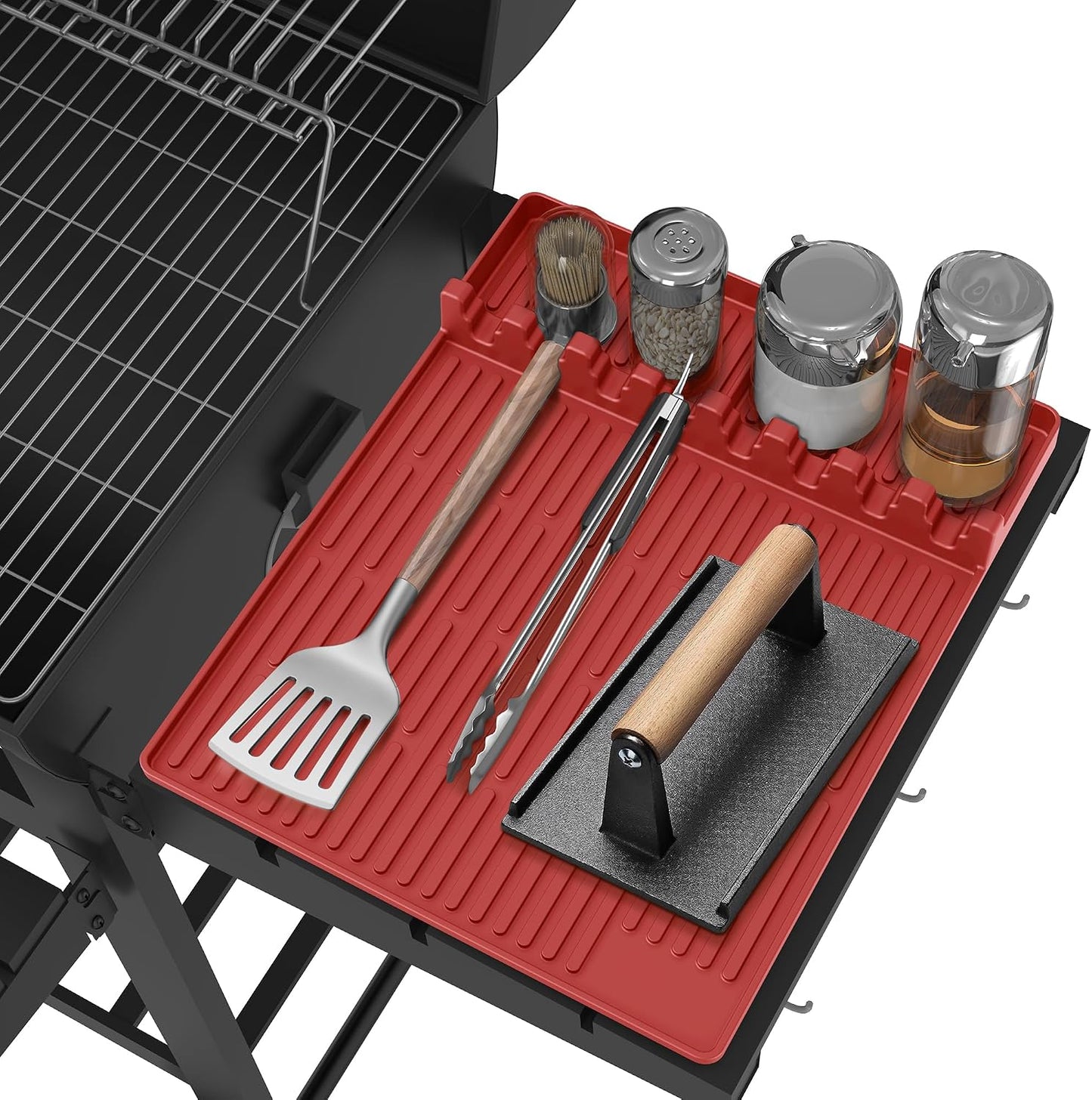 Silicone Griddle Tools Mat for Blackstone - Large Silicone Spatula Mat with Drip Pad - Griddle Mats BBQ Grill Accessories - Blackstone Griddles Accessories, Gifts for Men(Orange)