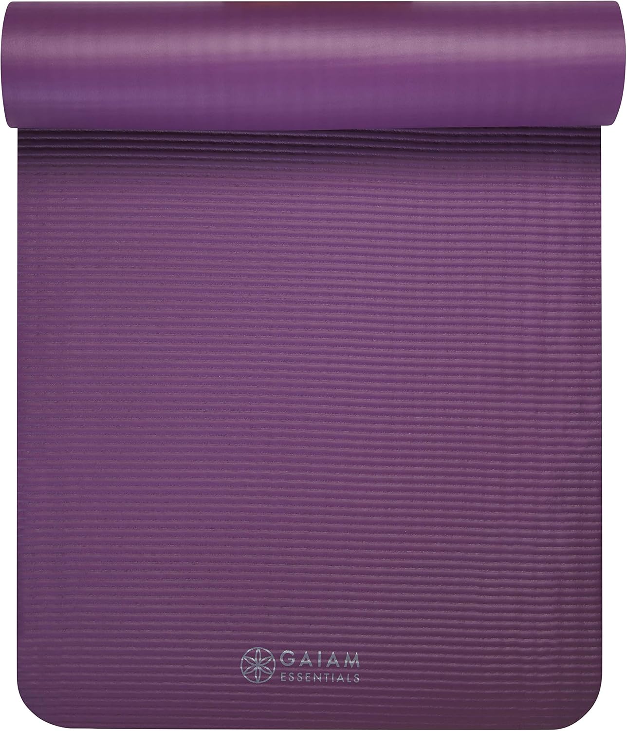 Gaiam 10mm Yoga Mat with Carrying Strap for Home & Gym Workouts
