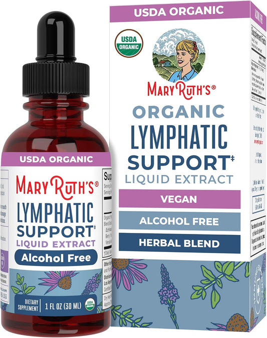 MARYRUTH'S Lymphatic Support Liquid Drops USDA Organic | Herbal Blend with Echinacea & Elderberry | Blue Vervain | Vegan | Alcohol-Free | Non-GMO | 30 Servings